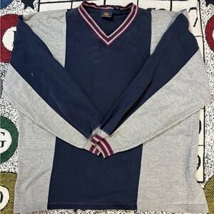 Vtg Route 66 Pullover Navy Blue+Grey Mens Large